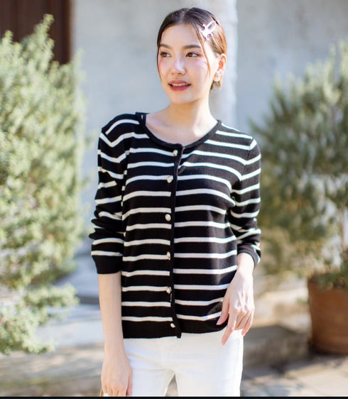 Stripes Button Down Cardigan